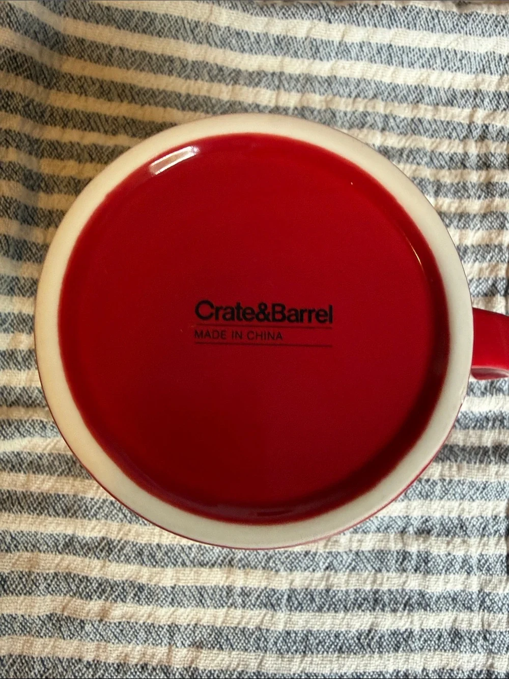 Crate&Barrel Two-Tone Red and White Ceramic Mug